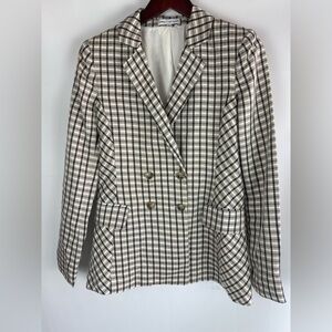Express x Negin Mirsalehi Double-Breasted Plaid Blazer – Women’s Size XS